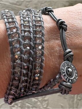 Victoria Emerson Silver Gray Crystal Necklace or Wrap Bracelet- Like New!!
